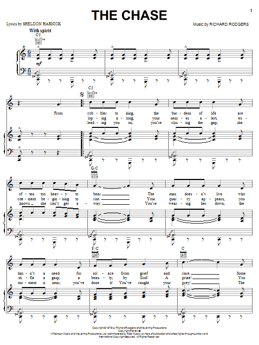 Learn to play Richard Rodgers The Chase sheet music for Piano, Vocal & Guitar (Right-Hand Melody) in minutes. Richard Rodgers The Chase sheet music notes and chords. Download Printable PDF.