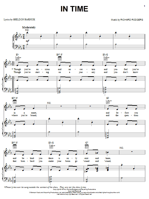 Learn to play Richard Rodgers In Time sheet music for Piano, Vocal & Guitar (Right-Hand Melody) in minutes. Richard Rodgers In Time sheet music notes and chords. Download Printable PDF.