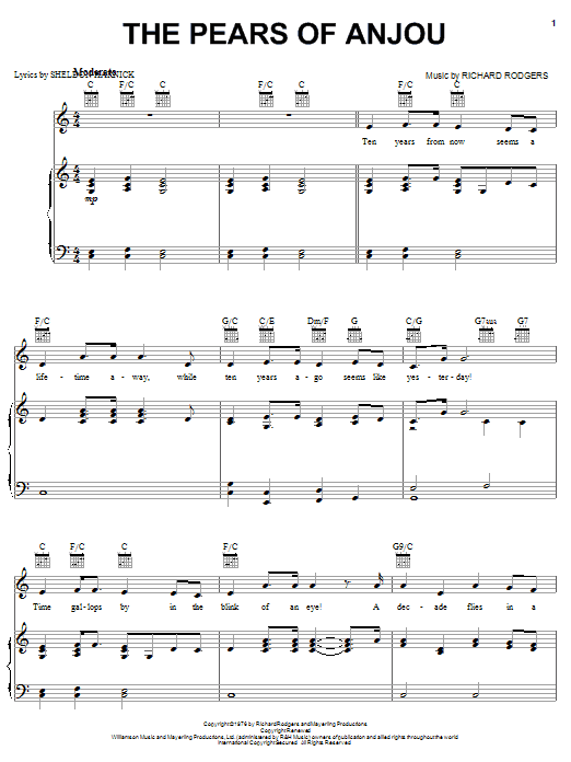 Learn to play Richard Rodgers The Pears Of Anjou sheet music for Piano, Vocal & Guitar (Right-Hand Melody) in minutes. Richard Rodgers The Pears Of Anjou sheet music notes and chords. Download Printable PDF.