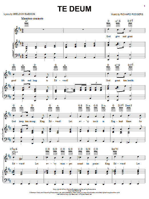 Learn to play Richard Rodgers Te Deum sheet music for Piano, Vocal & Guitar (Right-Hand Melody) in minutes. Richard Rodgers Te Deum sheet music notes and chords. Download Printable PDF.