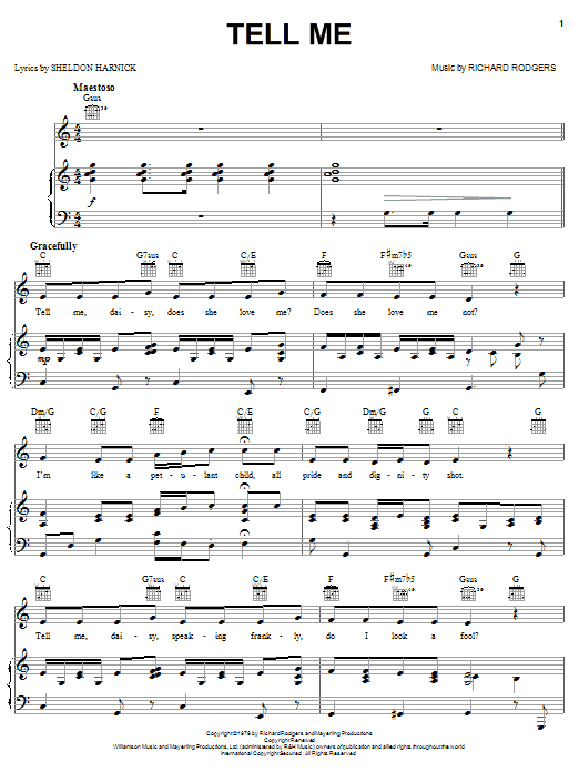Learn to play Richard Rodgers Tell Me sheet music for Piano, Vocal & Guitar (Right-Hand Melody) in minutes. Richard Rodgers Tell Me sheet music notes and chords. Download Printable PDF.