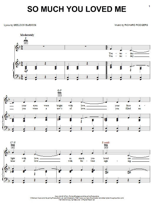 Learn to play Richard Rodgers So Much You Loved Me sheet music for Piano, Vocal & Guitar (Right-Hand Melody) in minutes. Richard Rodgers So Much You Loved Me sheet music notes and chords. Download Printable PDF.