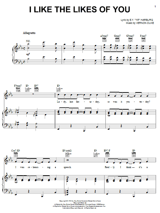 Learn to play Liza Minnelli I Like The Likes Of You sheet music for Piano, Vocal & Guitar (Right-Hand Melody) in minutes. Liza Minnelli I Like The Likes Of You sheet music notes and chords. Download Printable PDF.