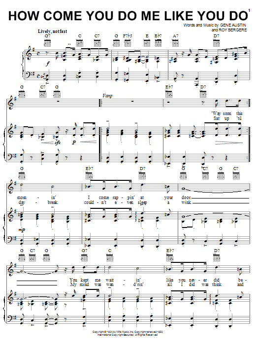 Learn to play Louis Armstrong How Come You Do Me Like You Do sheet music for Piano, Vocal & Guitar (Right-Hand Melody) in minutes. Louis Armstrong How Come You Do Me Like You Do sheet music notes and chords. Download Printable PDF.