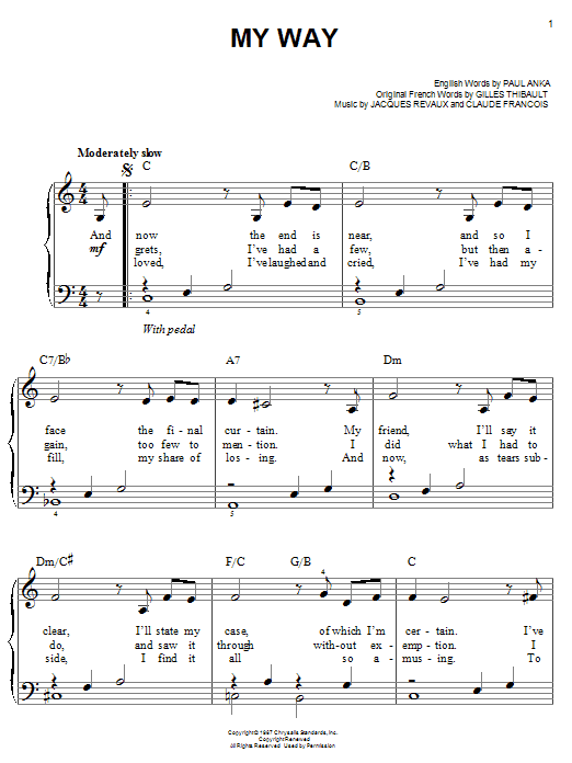 Learn to play Frank Sinatra My Way sheet music for Easy Piano in minutes. Frank Sinatra My Way sheet music notes and chords. Download Printable PDF.