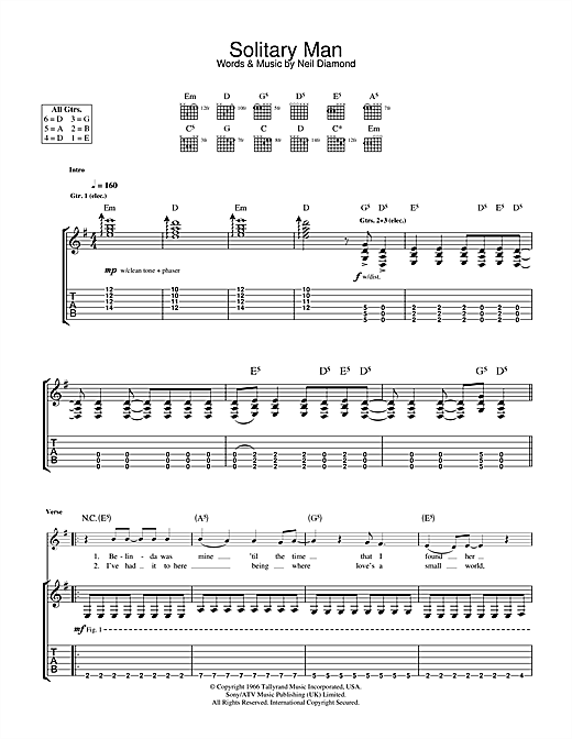 Learn to play HIM Solitary Man sheet music for Guitar Tab in minutes. HIM Solitary Man sheet music notes and chords. Download Printable PDF.