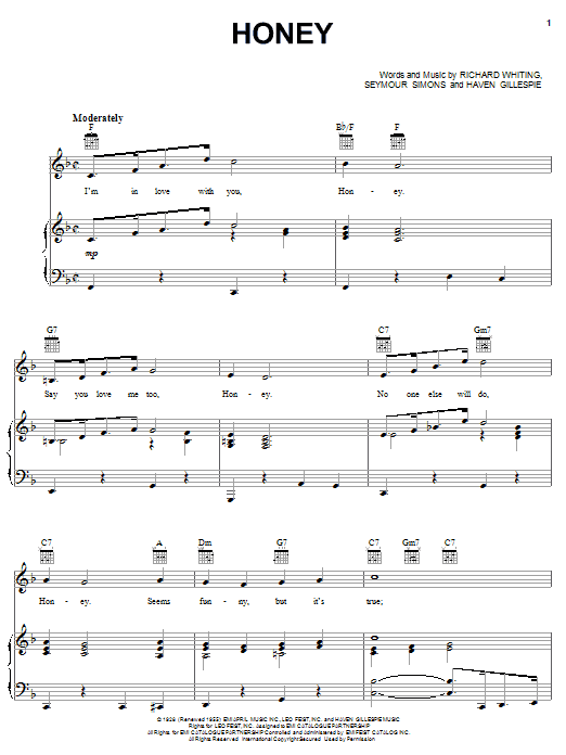 Learn to play Nat King Cole Honey sheet music for Piano, Vocal & Guitar (Right-Hand Melody) in minutes. Nat King Cole Honey sheet music notes and chords. Download Printable PDF.