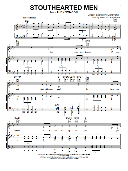 Learn to play Barbra Streisand Stouthearted Men sheet music for Piano, Vocal & Guitar (Right-Hand Melody) in minutes. Barbra Streisand Stouthearted Men sheet music notes and chords. Download Printable PDF.