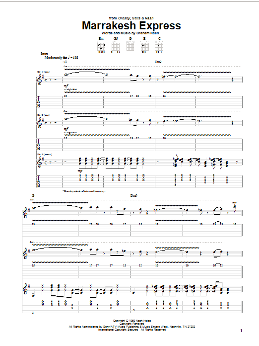 Learn to play Crosby, Stills & Nash Marrakesh Express sheet music for Guitar Tab in minutes. Crosby, Stills & Nash Marrakesh Express sheet music notes and chords. Download Printable PDF.