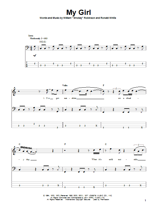 Learn to play The Temptations My Girl sheet music for Bass Guitar Tab in minutes. The Temptations My Girl sheet music notes and chords. Download Printable PDF.