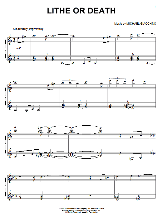 Learn to play Michael Giacchino Lithe Or Death (from The Incredibles) sheet music for Piano in minutes. Michael Giacchino Lithe Or Death (from The Incredibles) sheet music notes and chords. Download Printable PDF.