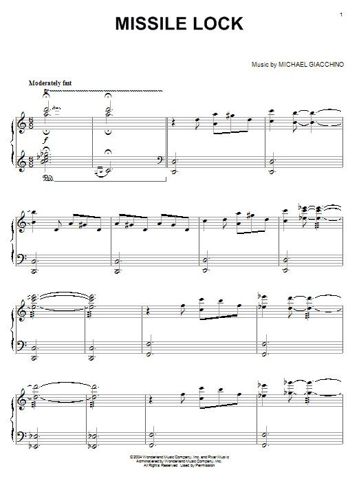 Learn to play Michael Giacchino Missile Lock (from The Incredibles) sheet music for Piano in minutes. Michael Giacchino Missile Lock (from The Incredibles) sheet music notes and chords. Download Printable PDF.