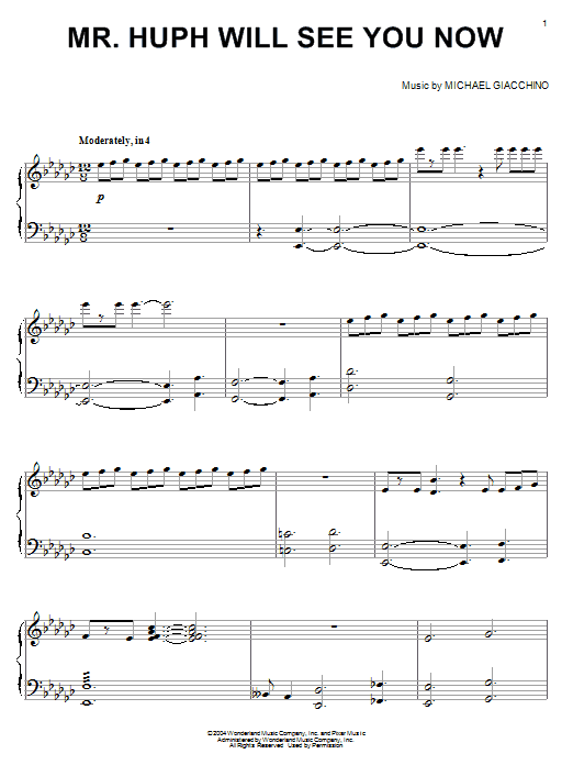 Learn to play Michael Giacchino Mr. Huph Will See You Now (from The Incredibles) sheet music for Piano in minutes. Michael Giacchino Mr. Huph Will See You Now (from The Incredibles) sheet music notes and chords. Download Printable PDF.