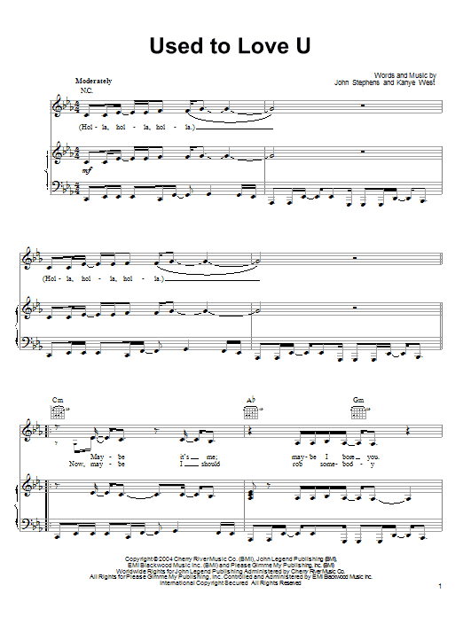 Learn to play John Legend Used To Love U sheet music for Piano, Vocal & Guitar (Right-Hand Melody) in minutes. John Legend Used To Love U sheet music notes and chords. Download Printable PDF.