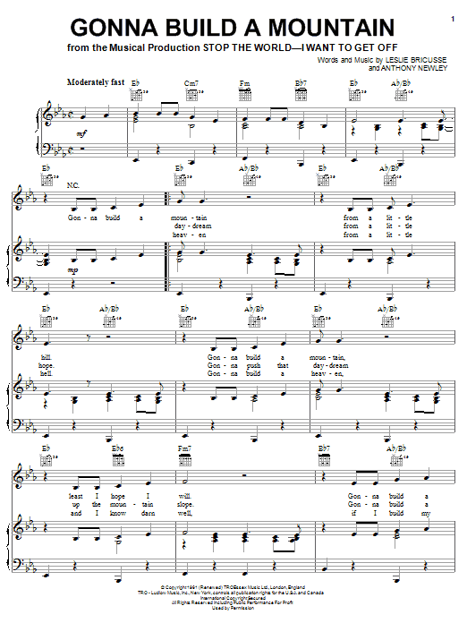 Learn to play Sammy Davis Jr. Gonna Build A Mountain sheet music for Piano, Vocal & Guitar (Right-Hand Melody) in minutes. Sammy Davis Jr. Gonna Build A Mountain sheet music notes and chords. Download Printable PDF.