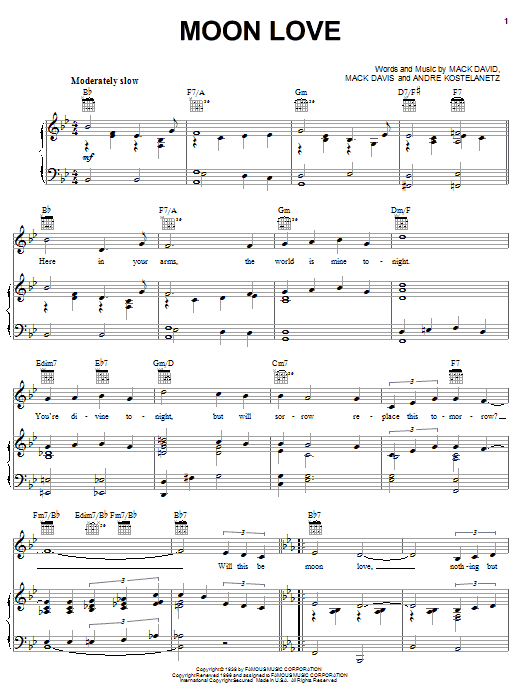 Learn to play Glenn Miller Moon Love sheet music for Piano, Vocal & Guitar (Right-Hand Melody) in minutes. Glenn Miller Moon Love sheet music notes and chords. Download Printable PDF.