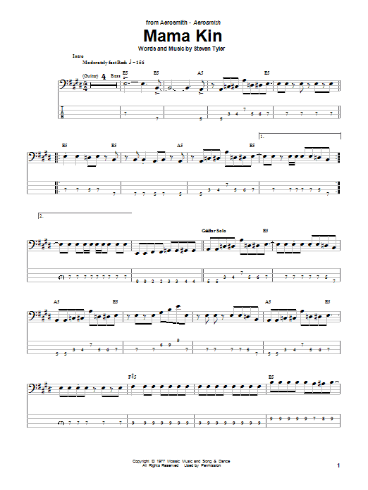 Learn to play Aerosmith Mama Kin sheet music for Bass Guitar Tab in minutes. Aerosmith Mama Kin sheet music notes and chords. Download Printable PDF.