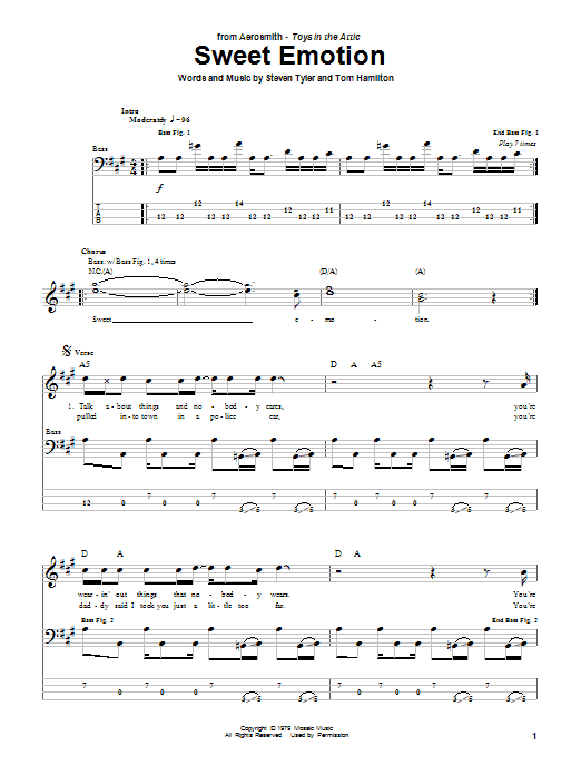 Learn to play Aerosmith Sweet Emotion sheet music for Bass Guitar Tab in minutes. Aerosmith Sweet Emotion sheet music notes and chords. Download Printable PDF.