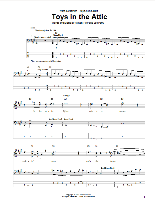 Learn to play Aerosmith Toys In The Attic sheet music for Bass Guitar Tab in minutes. Aerosmith Toys In The Attic sheet music notes and chords. Download Printable PDF.