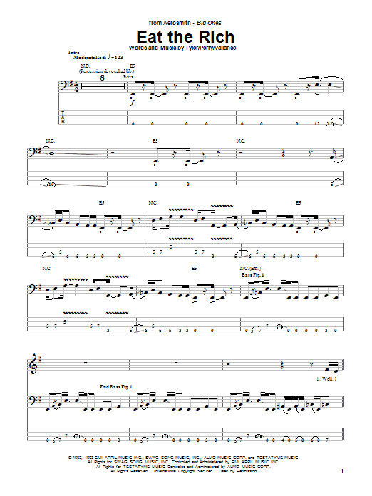 Learn to play Aerosmith Eat The Rich sheet music for Bass Guitar Tab in minutes. Aerosmith Eat The Rich sheet music notes and chords. Download Printable PDF.