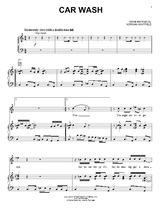 Learn to play Rose Royce Car Wash sheet music for Piano, Vocal & Guitar (Right-Hand Melody) in minutes. Rose Royce Car Wash sheet music notes and chords. Download Printable PDF.