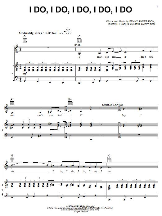 Learn to play ABBA I Do, I Do, I Do, I Do, I Do sheet music for Piano, Vocal & Guitar (Right-Hand Melody) in minutes. ABBA I Do, I Do, I Do, I Do, I Do sheet music notes and chords. Download Printable PDF.