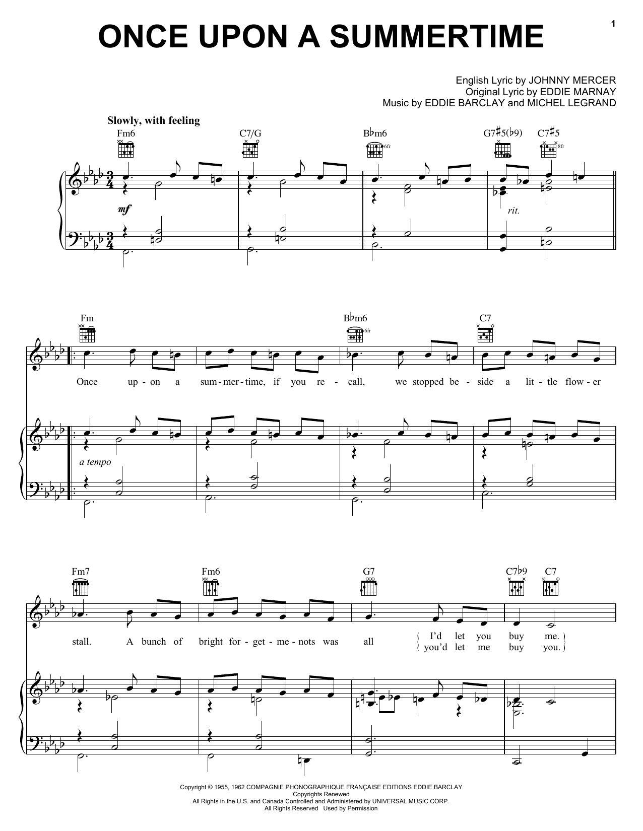 Learn to play Tony Bennett Once Upon A Summertime sheet music for Piano, Vocal & Guitar (Right-Hand Melody) in minutes. Tony Bennett Once Upon A Summertime sheet music notes and chords. Download Printable PDF.