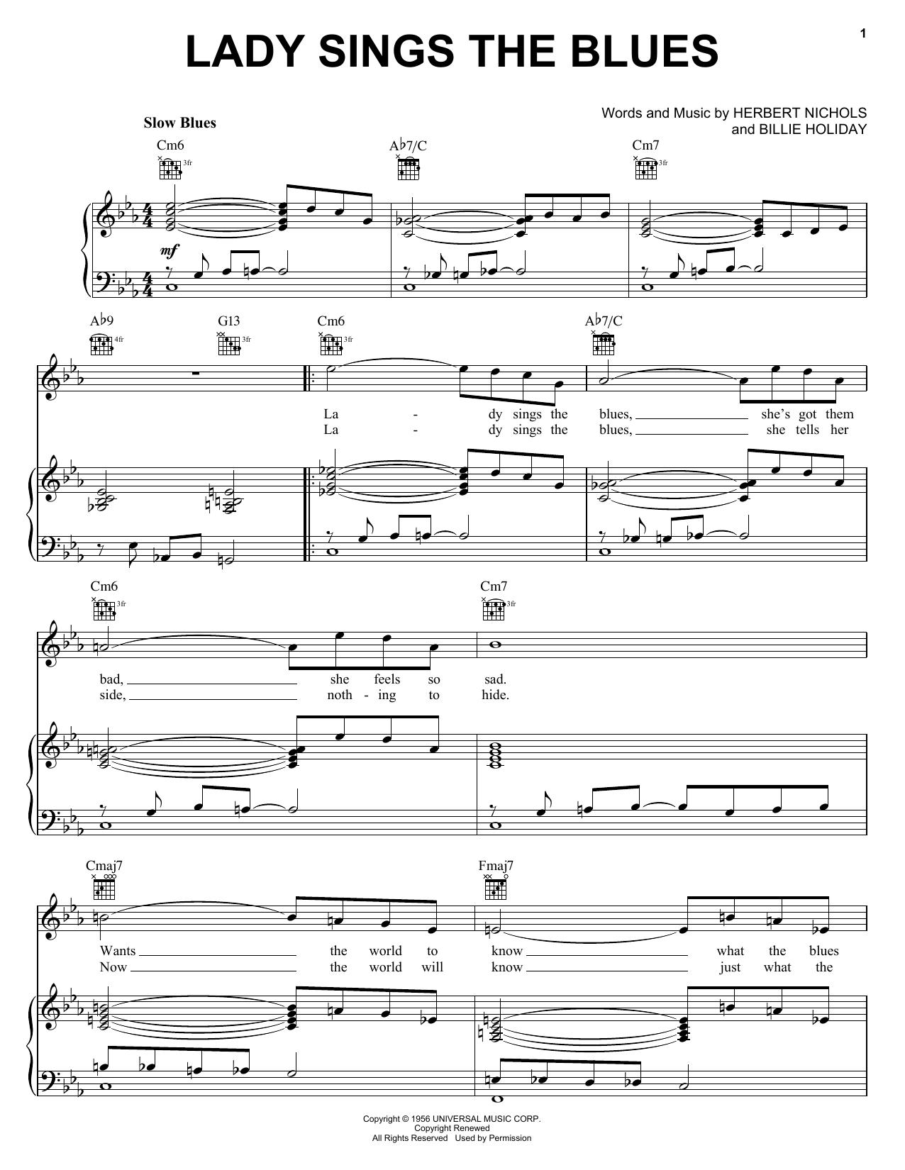 Learn to play Billie Holiday Lady Sings The Blues sheet music for Piano, Vocal & Guitar (Right-Hand Melody) in minutes. Billie Holiday Lady Sings The Blues sheet music notes and chords. Download Printable PDF.