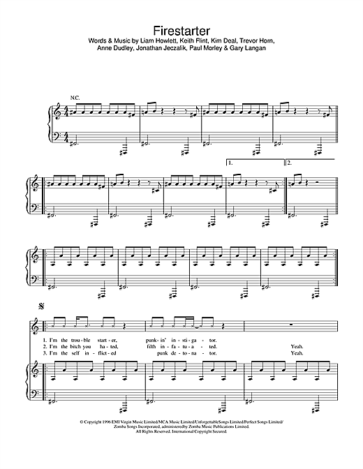 Learn to play The Prodigy Firestarter sheet music for Piano, Vocal & Guitar in minutes. The Prodigy Firestarter sheet music notes and chords. Download Printable PDF.