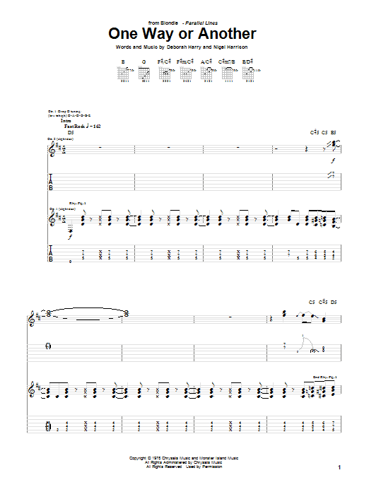 Learn to play Blondie One Way Or Another sheet music for Guitar Tab in minutes. Blondie One Way Or Another sheet music notes and chords. Download Printable PDF.