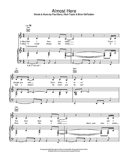 Learn to play Delta Goodrem & Brian McFadden Almost Here sheet music for Piano, Vocal & Guitar (Right-Hand Melody) in minutes. Delta Goodrem & Brian McFadden Almost Here sheet music notes and chords. Download Printable PDF.