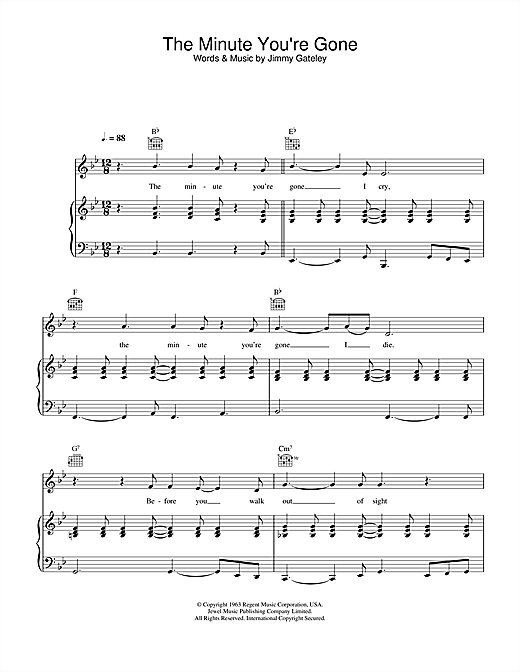 Learn to play Cliff Richard The Minute You're Gone sheet music for Piano, Vocal & Guitar in minutes. Cliff Richard The Minute You're Gone sheet music notes and chords. Download Printable PDF.