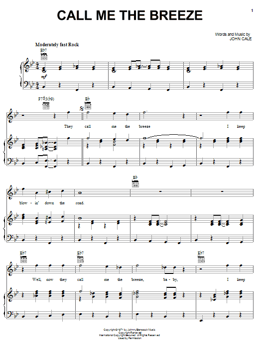 Learn to play Lynyrd Skynyrd Call Me The Breeze sheet music for Piano, Vocal & Guitar (Right-Hand Melody) in minutes. Lynyrd Skynyrd Call Me The Breeze sheet music notes and chords. Download Printable PDF.