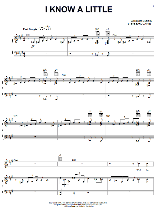 Learn to play Lynyrd Skynyrd I Know A Little sheet music for Piano, Vocal & Guitar (Right-Hand Melody) in minutes. Lynyrd Skynyrd I Know A Little sheet music notes and chords. Download Printable PDF.