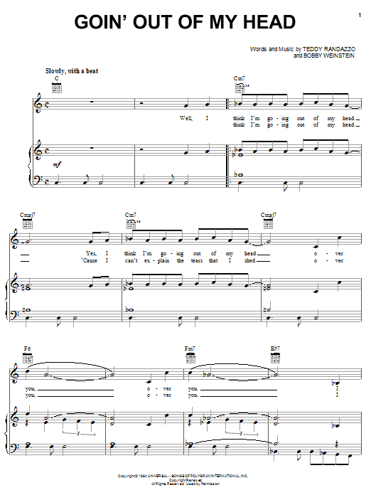 Learn to play Little Anthony & The Imperials Goin' Out Of My Head sheet music for Piano, Vocal & Guitar (Right-Hand Melody) in minutes. Little Anthony & The Imperials Goin' Out Of My Head sheet music notes and chords. Download Printable PDF.