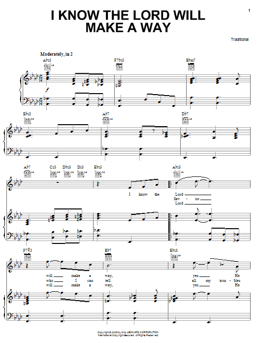 Learn to play Smokie Norful I Know The Lord Will Make A Way sheet music for Piano, Vocal & Guitar (Right-Hand Melody) in minutes. Smokie Norful I Know The Lord Will Make A Way sheet music notes and chords. Download Printable PDF.