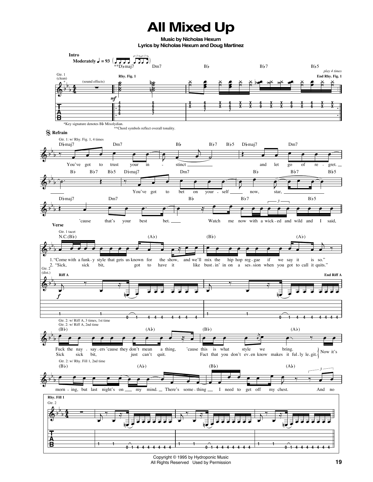 Download 311 All Mixed Up Sheet Music and learn how to play Guitar Tab PDF digital score in minutes