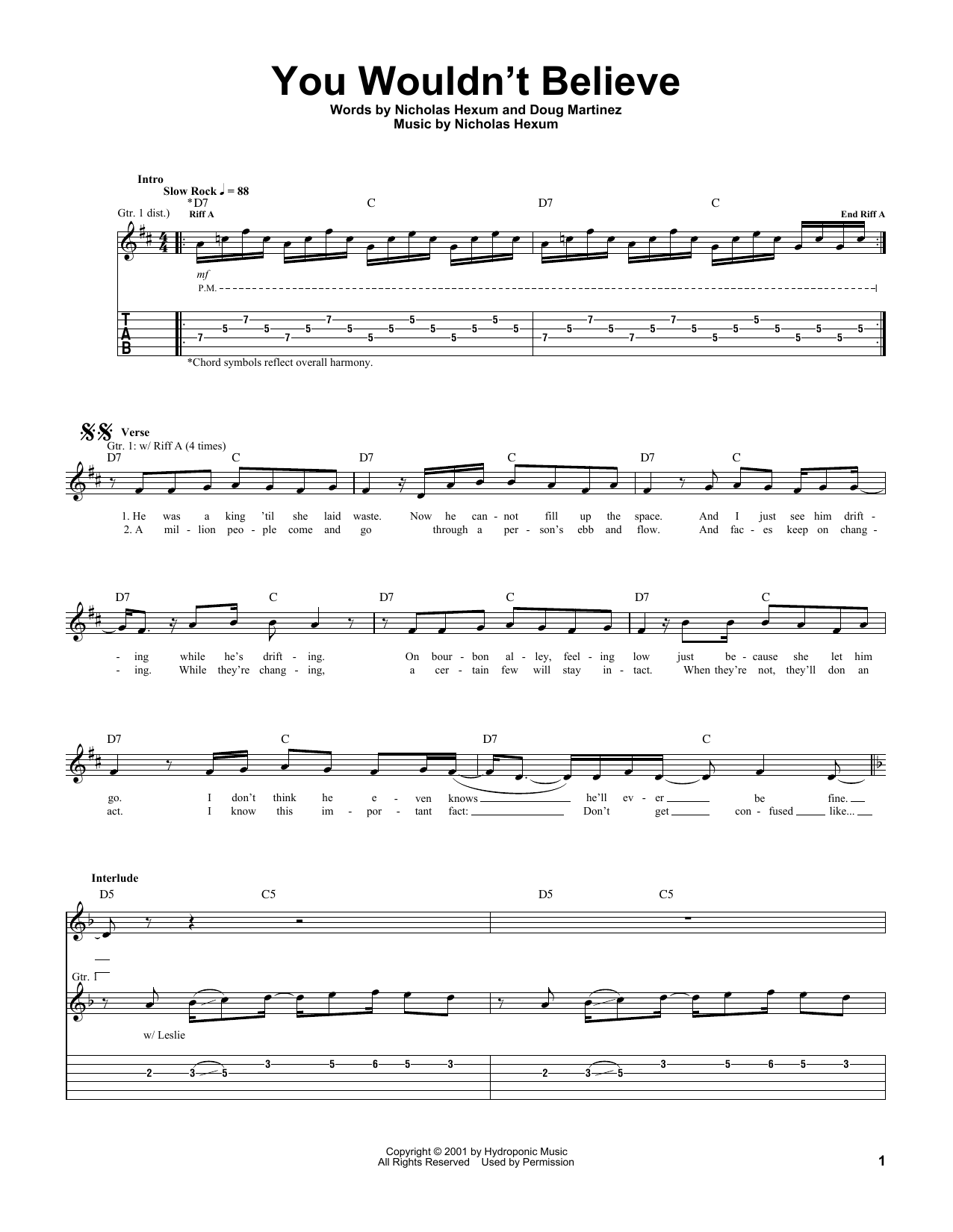 Download 311 You Wouldn't Believe Sheet Music and learn how to play Guitar Tab PDF digital score in minutes