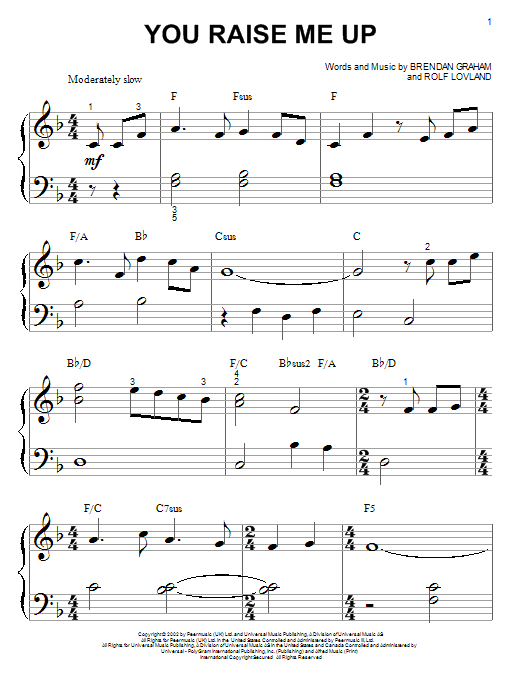 Learn to play Josh Groban You Raise Me Up sheet music for Piano (Big Notes) in minutes. Josh Groban You Raise Me Up sheet music notes and chords. Download Printable PDF.