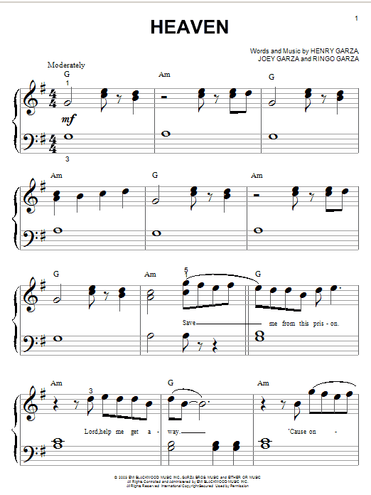 Learn to play Los Lonely Boys Heaven sheet music for Piano (Big Notes) in minutes. Los Lonely Boys Heaven sheet music notes and chords. Download Printable PDF.