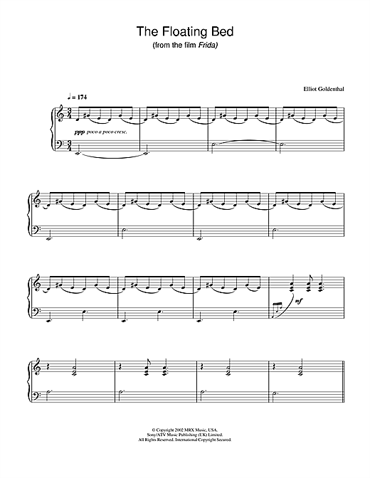 Learn to play Elliot Goldenthal The Floating Bed (from Frida) sheet music for Piano in minutes. Elliot Goldenthal The Floating Bed (from Frida) sheet music notes and chords. Download Printable PDF.
