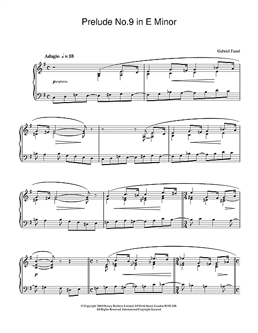 Learn to play Gabriel Fauré Prelude No.9 In E Minor sheet music for Piano in minutes. Gabriel Fauré Prelude No.9 In E Minor sheet music notes and chords. Download Printable PDF.