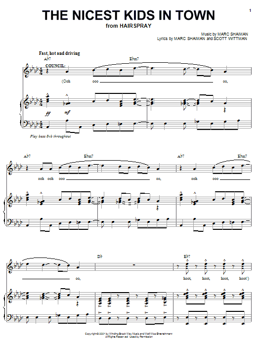 Learn to play Marc Shaiman The Nicest Kids In Town sheet music for Piano & Vocal in minutes. Marc Shaiman The Nicest Kids In Town sheet music notes and chords. Download Printable PDF.