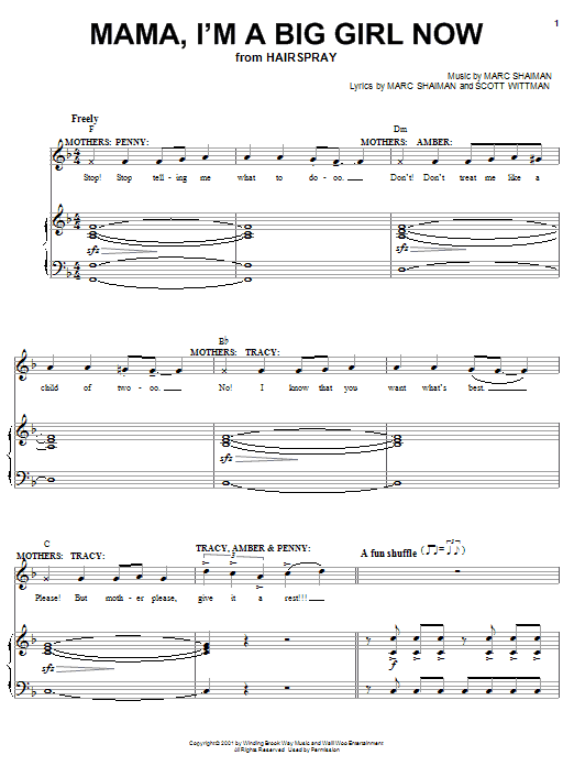 Learn to play Marc Shaiman Mama, I'm A Big Girl Now sheet music for Piano & Vocal in minutes. Marc Shaiman Mama, I'm A Big Girl Now sheet music notes and chords. Download Printable PDF.