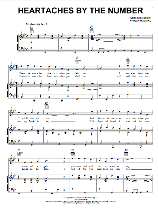 Learn to play Guy Mitchell Heartaches By The Number sheet music for Piano, Vocal & Guitar (Right-Hand Melody) in minutes. Guy Mitchell Heartaches By The Number sheet music notes and chords. Download Printable PDF.