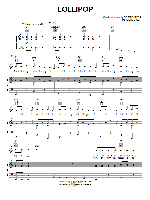 Learn to play The Chordettes Lollipop sheet music for Piano, Vocal & Guitar (Right-Hand Melody) in minutes. The Chordettes Lollipop sheet music notes and chords. Download Printable PDF.