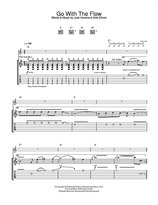 Learn to play Queens Of The Stone Age Go With The Flow sheet music for Guitar Tab in minutes. Queens Of The Stone Age Go With The Flow sheet music notes and chords. Download Printable PDF.