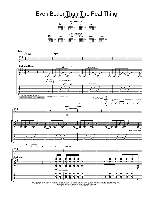 Learn to play U2 Even Better Than The Real Thing sheet music for Guitar Tab in minutes. U2 Even Better Than The Real Thing sheet music notes and chords. Download Printable PDF.