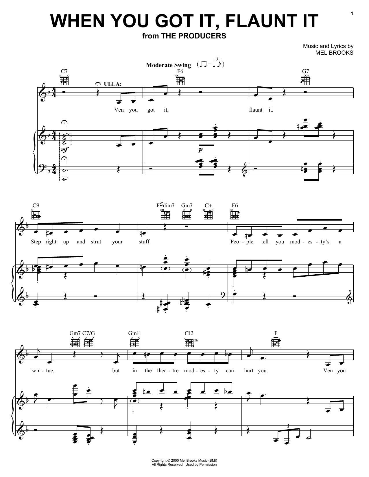 Learn to play Mel Brooks When You Got It, Flaunt It sheet music for Piano, Vocal & Guitar (Right-Hand Melody) in minutes. Mel Brooks When You Got It, Flaunt It sheet music notes and chords. Download Printable PDF.