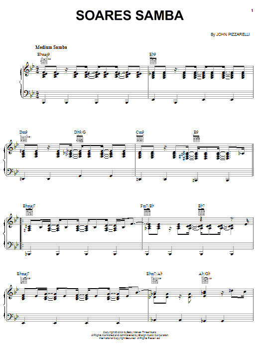 Learn to play John Pizzarelli Soares Samba sheet music for Piano, Vocal & Guitar (Right-Hand Melody) in minutes. John Pizzarelli Soares Samba sheet music notes and chords. Download Printable PDF.